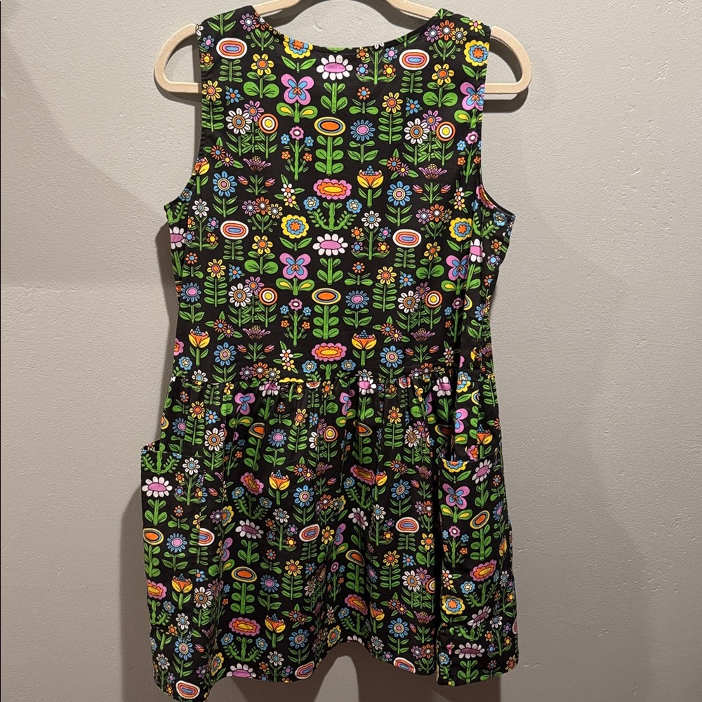 Nooworks Awesome Blossoms June Black Floral Pocket Dress Colorful Garden Print - Picture 8 of 12